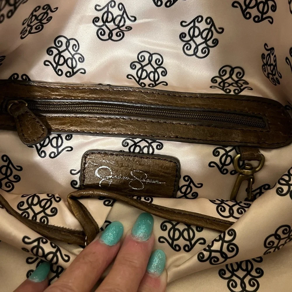 Jessica Simpson Stylish Brown and Blue Snake Print Shoulder Bag